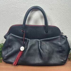 Furla Black Leather Domed Satchel Bag